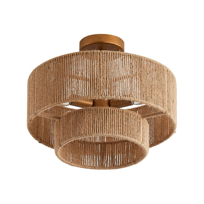 3-Light Coastal Jute Semi-Flush Mount Ceiling Light