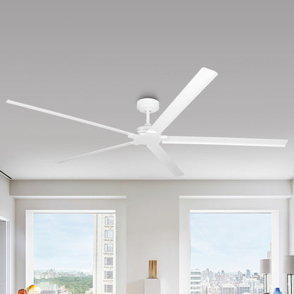 Ceiling Fan 72" Industrial 5-Blade White IPX4 Outdoor Use