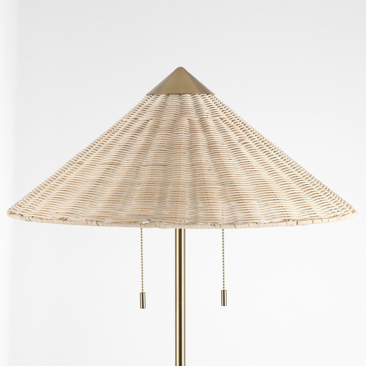 Floor Lamp Traditional Brass 65" 2-Light Rattan Shade