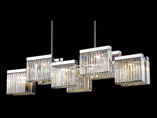 Broadway 10-Light Polished Nickel Crystal Linear Chandelier