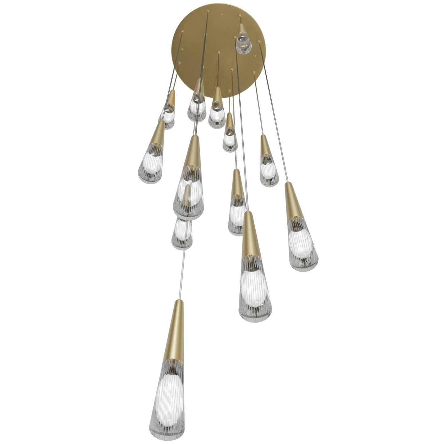 Encino 13-Light Crystal and Brushed Brass Pendant Light