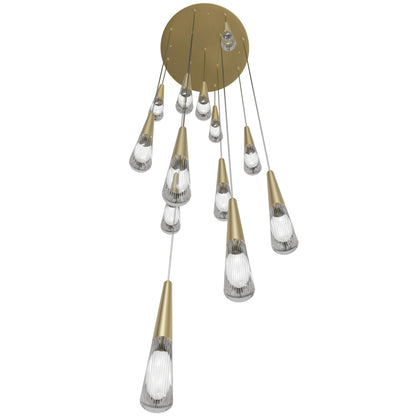 Encino 13-Light Crystal and Brushed Brass Pendant Light