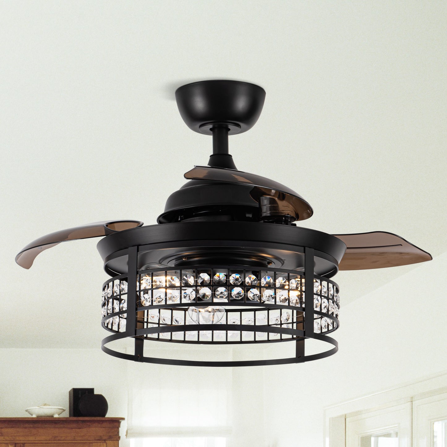 36" 3-Blade 3-Light Modern Fandelier Ceiling Fan with Light