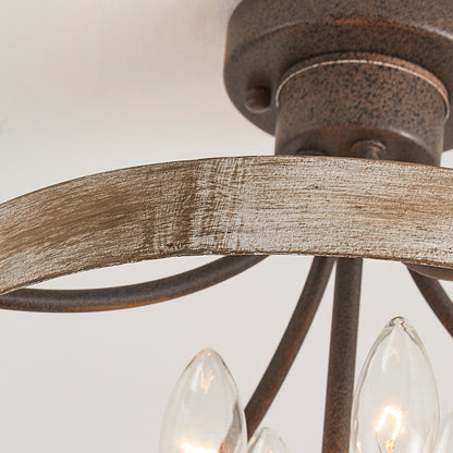 4-Light Industrial Farmhouse Semi-Flush Mount Ceiling Light