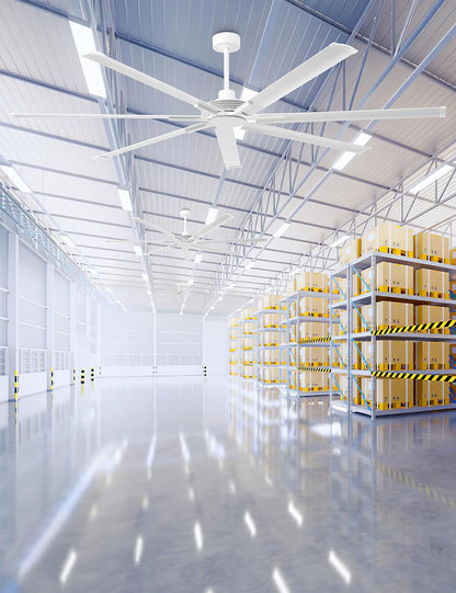 Ceiling Fan Modern 100" Industrial 7-Blade White Metal