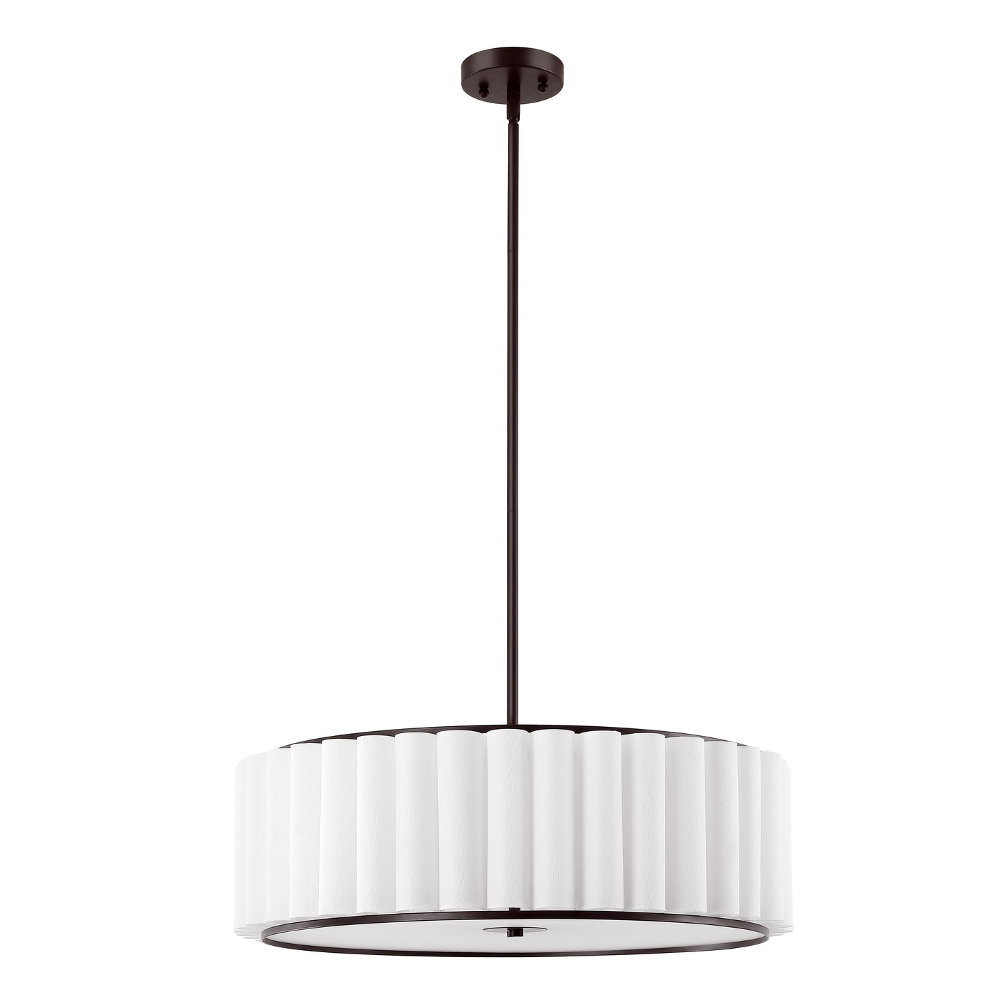 Modern Chandelier Bronze 24" 5-Light White Linen Shade