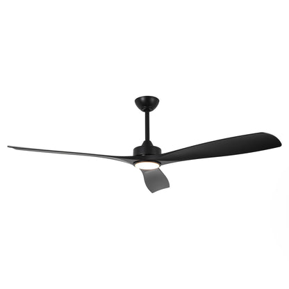 60" Modern Farmhouse Ceiling Fan with Light & Remote – Matte Black, 5-Blade, Quiet DC Motor