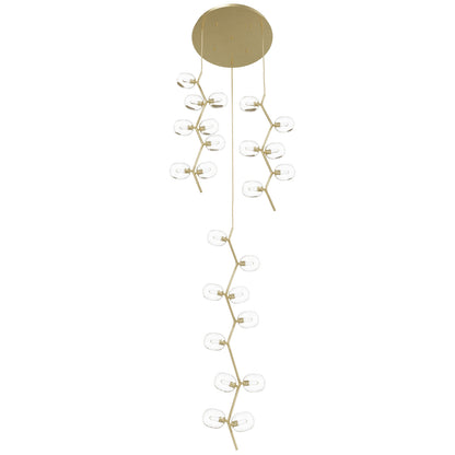 Hampton 24-Light Brushed Brass with Clear Glass Pendant Light