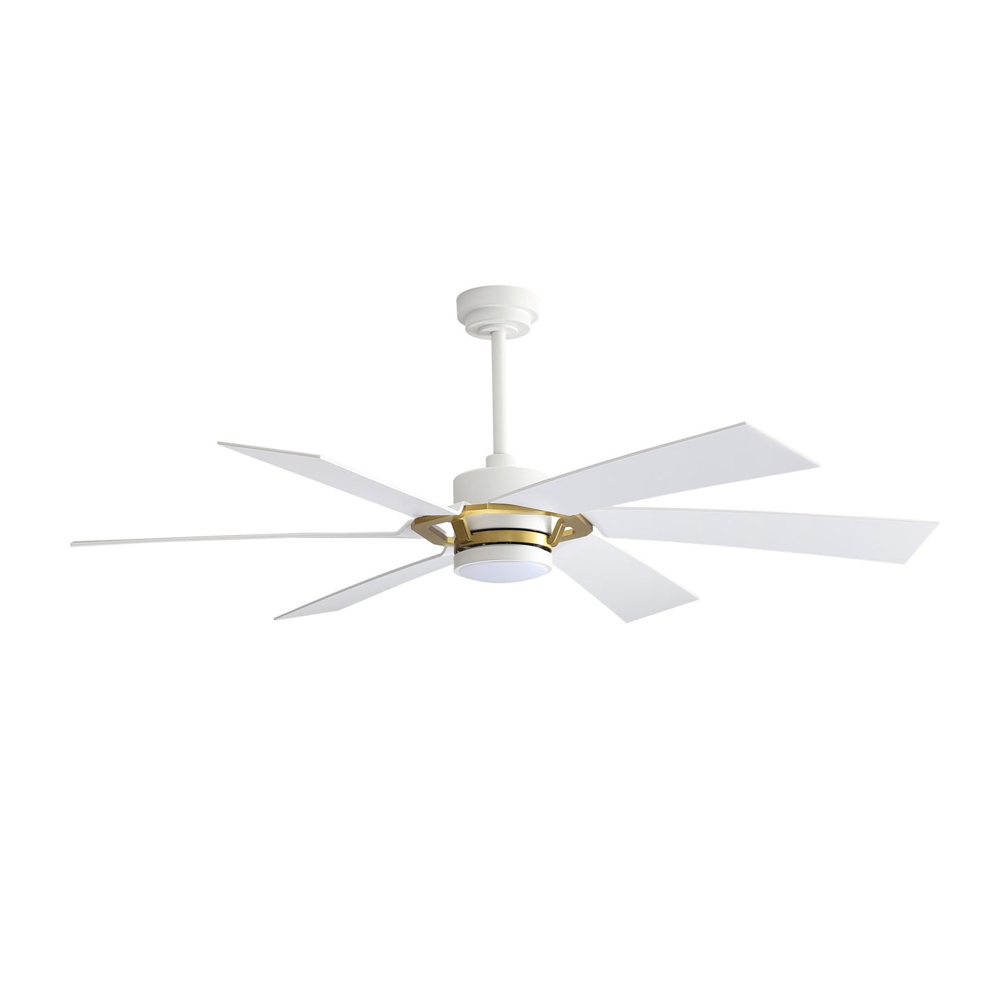 60" White & Gold Ceiling Fan with Light & Remote – Smart 6-Blade, DC Motor