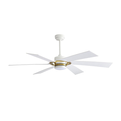 60" White & Gold Ceiling Fan with Light & Remote – Smart 6-Blade, DC Motor