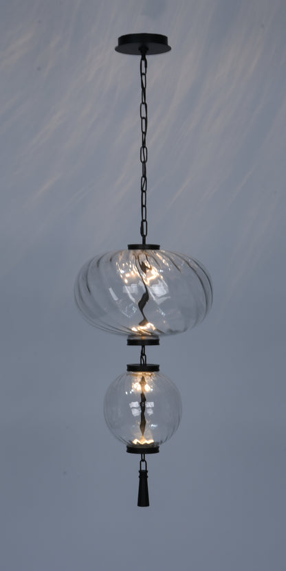 Modern Black 2-Tier LED Pendant Light – Contemporary Linear Chandelier, Dimmable