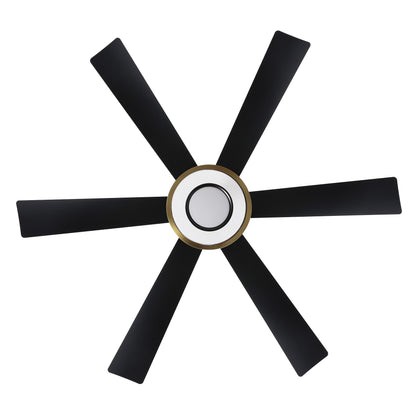60" Black and Gold Ceiling Fan with LED Light and Remote – Modern 4-Blade Fan