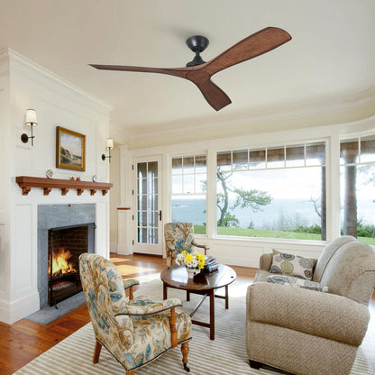 52" Farmhouse Ceiling Fan No Light with Remote – Rustic Indoor/Outdoor, Quiet DC Motor