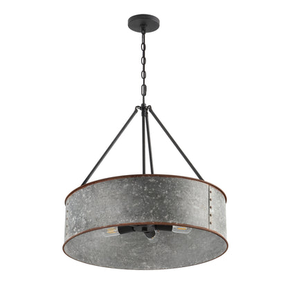 Farmhouse Chandelier 24" 5-Light Rustic Metal Shade