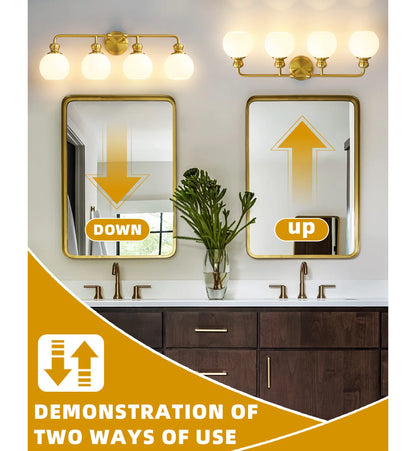 Irvine Gold Modern Frosted Glass 4-Light Vanity Light