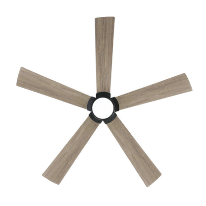 64" Black & Wood Ceiling Fan with Light & Remote – Modern 6-Speed, Quiet DC Motor