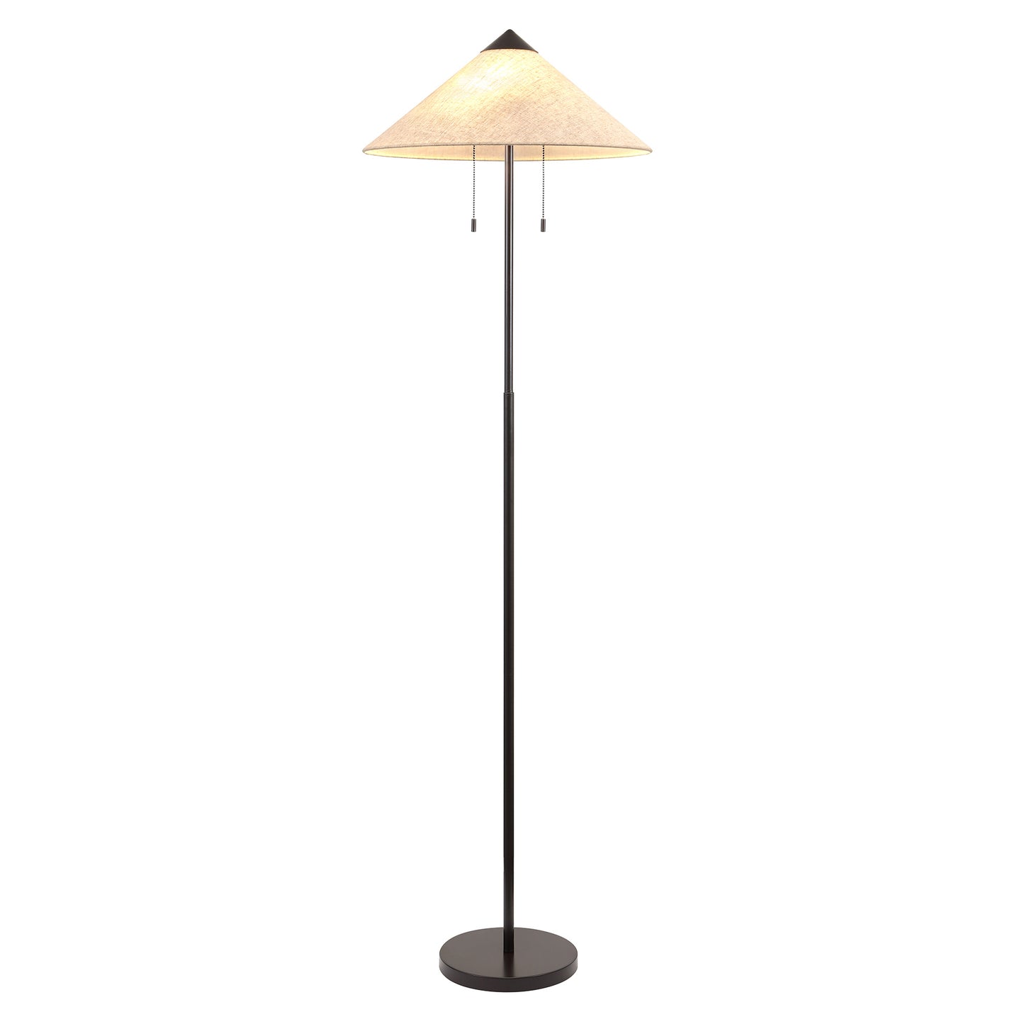 Floor Lamp Traditional Black 68" 2-Light Linen Shade