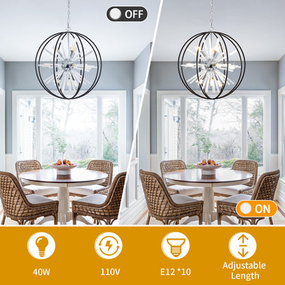 Brio 22" 10-light Modern Black and Silver Orb Chandelier