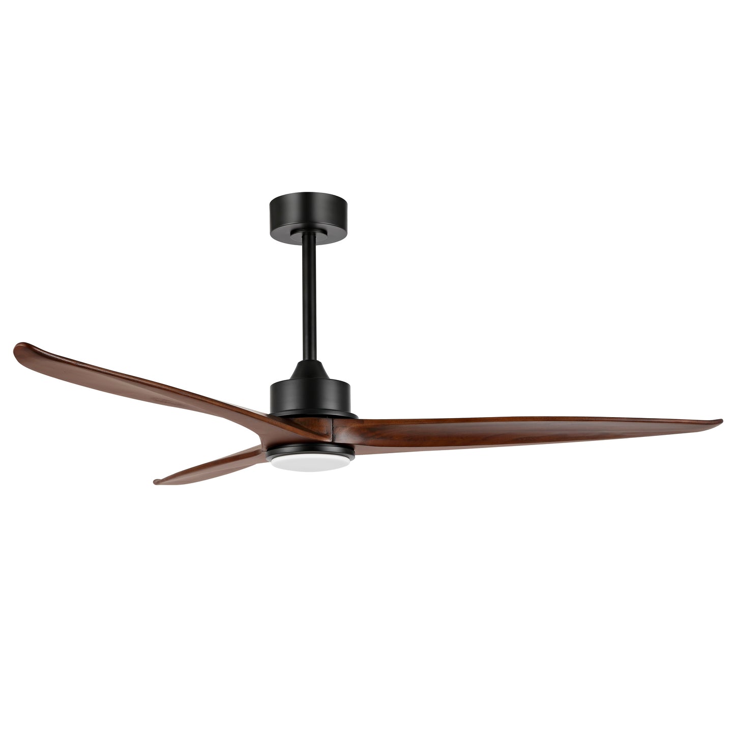 60" Black Ceiling Fan with Walnut Wood Blades and LED Light – Modern Remote Fan
