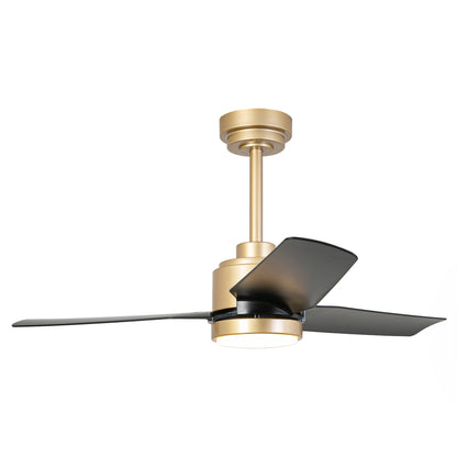 42" 3-Blade Modern Black & Gold Ceiling Fan with LED Light