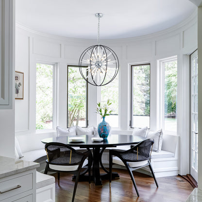 Brio 35" 10-light Modern Black and Silver Orb Chandelier