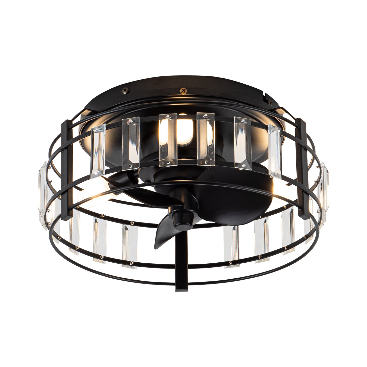 13" 3-Light 3-Blade Modern Crystal Ceiling Fan with Light