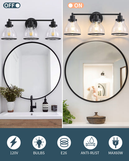 Hermosa Black 3-Light Bathroom Vanity Light