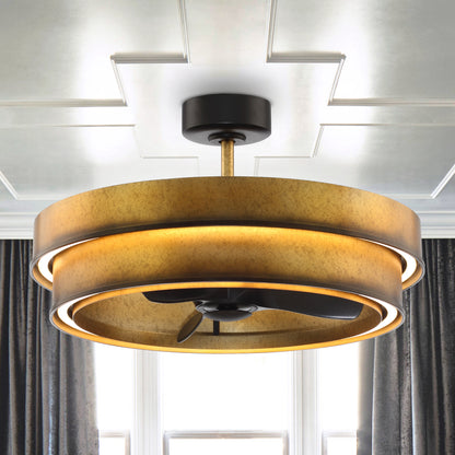 32" Perimost Gold Caged LED Ceiling Fan