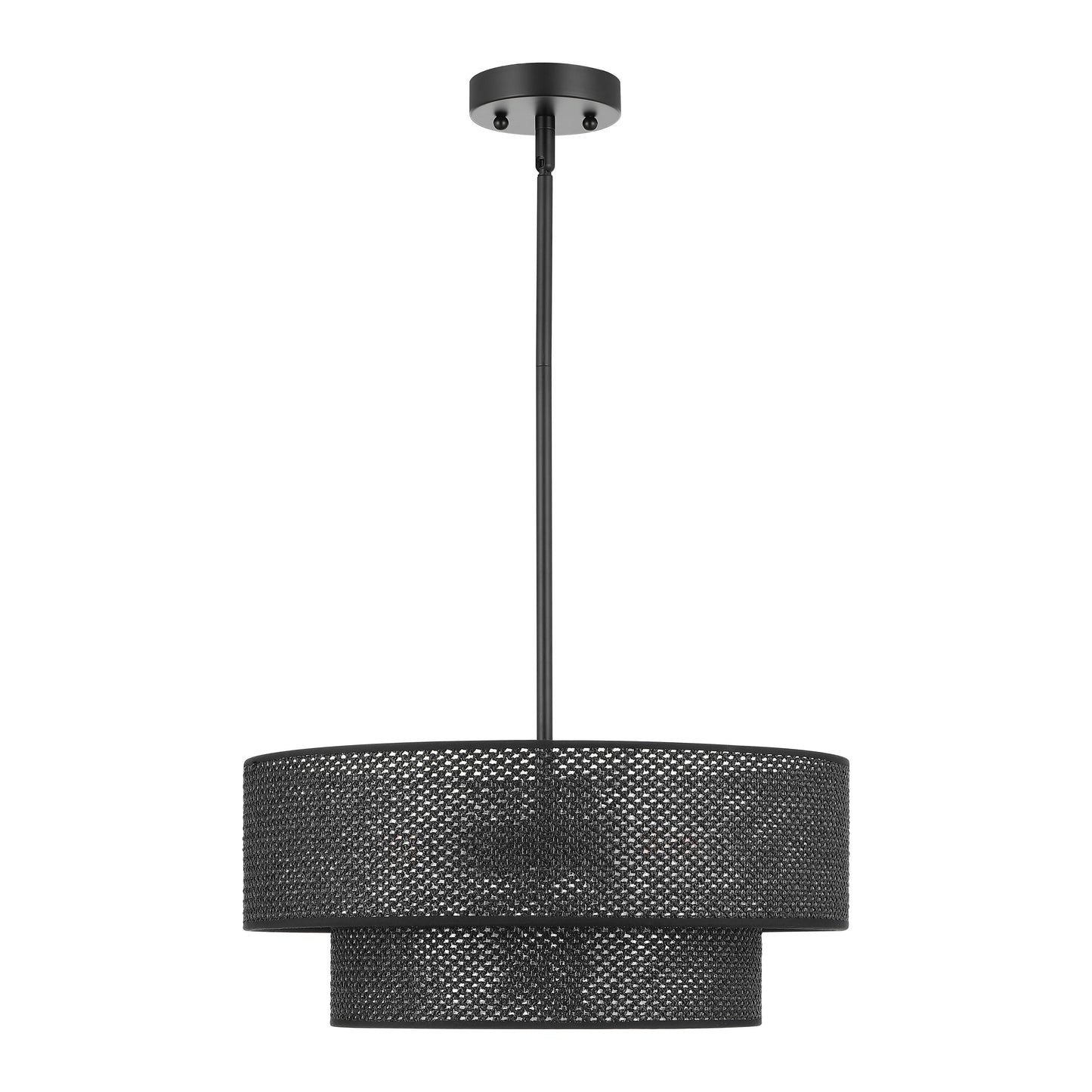 Modern Chandelier 18" 4-Light Black Woven Rattan Shade