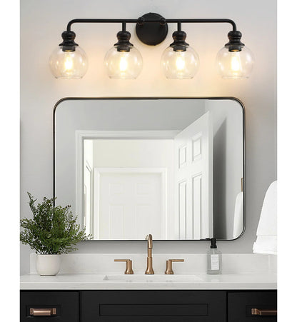 Irvine Black Modern Clear Glass 4-Light Vanity Light