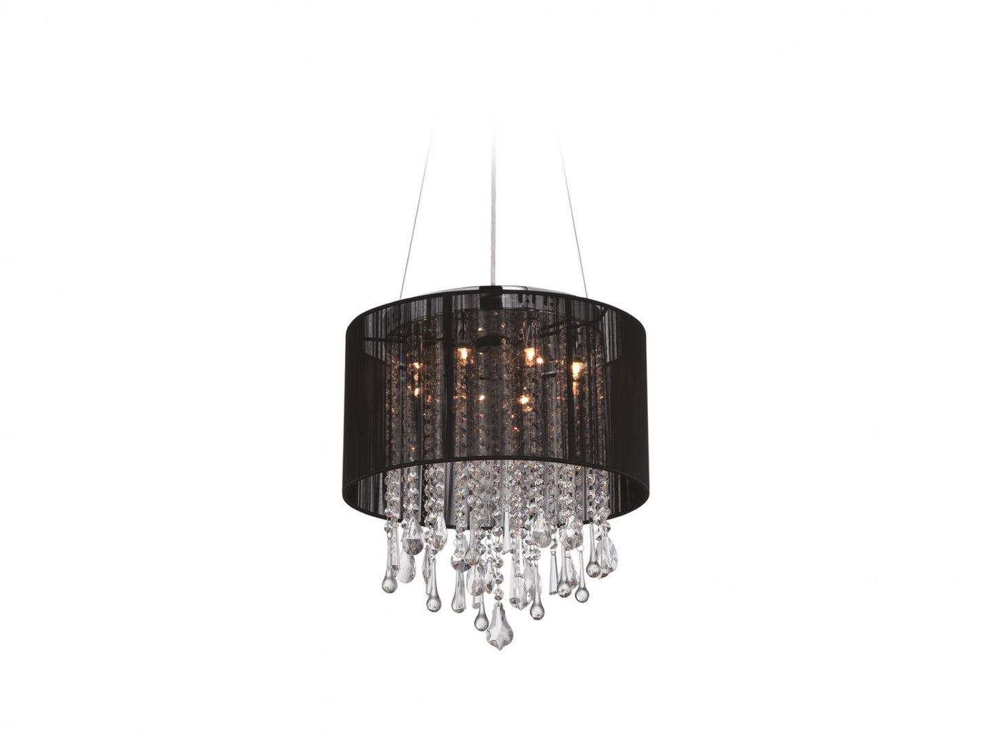 Beverly Dr. Traditional 16" Round Black Silk and Crystal Chandelier