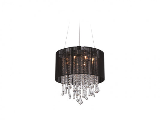 Beverly Dr. Traditional 16" Round Black Silk and Crystal Chandelier