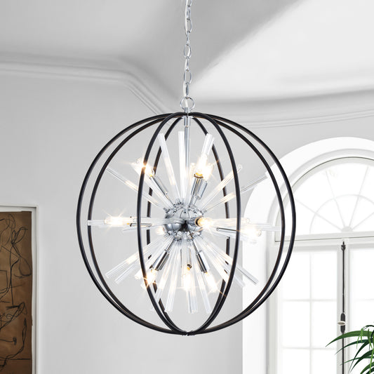 Brio 22" 10-light Modern Black and Silver Orb Chandelier