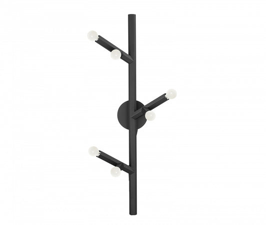 The Oaks Matte Black 6-Light Modern Branch Wall Sconce