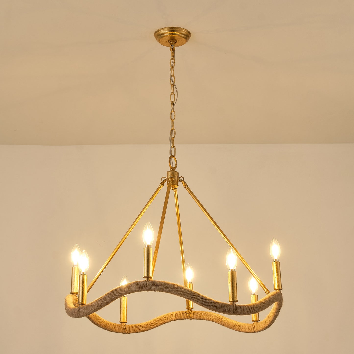 8-Light Golden Modern Candle Chandelier