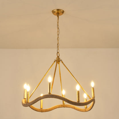 8-Light Golden Modern Candle Chandelier