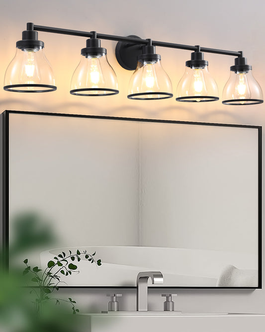 Hermosa Black 5-Light Bathroom Vanity Light