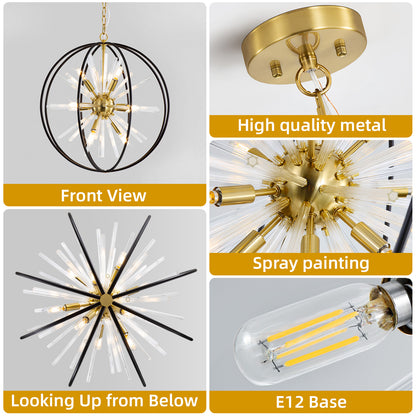 Brio 22" 10-light Modern Black and Gold Orb Chandelier