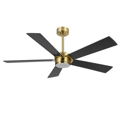 52" Gold Modern Ceiling Fan with Light & Remote – 6-Speed DC Motor, Dimmable LED
