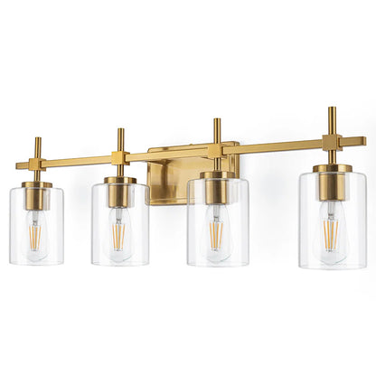 Jasper Gold Traditional Clear Glass 4-Light Bathroom Vanity Light