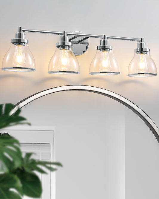 Hermosa Polished Nickel 4-Light Bathroom Vanity Light