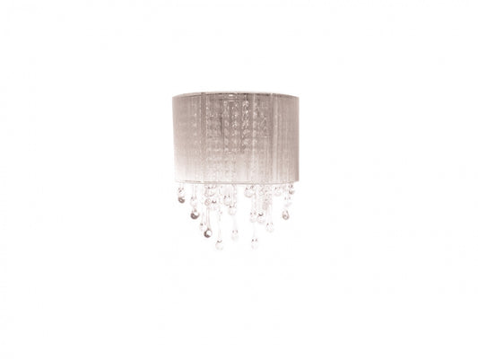 Beverly Dr. Traditional Silver Silk and Crystal Wall Sconce