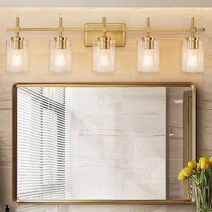 Jasper Gold Clear Glass 5-Light Bathroom Vanity Light