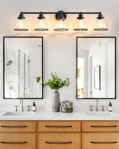 Hermosa Black 5-Light Bathroom Vanity Light
