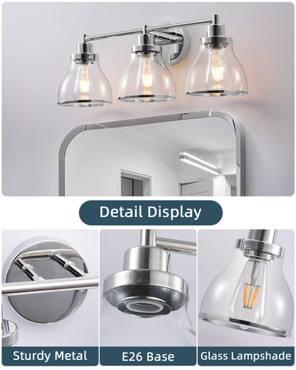 Hermosa Polished Nickel 3-Light Bathroom Vanity Light