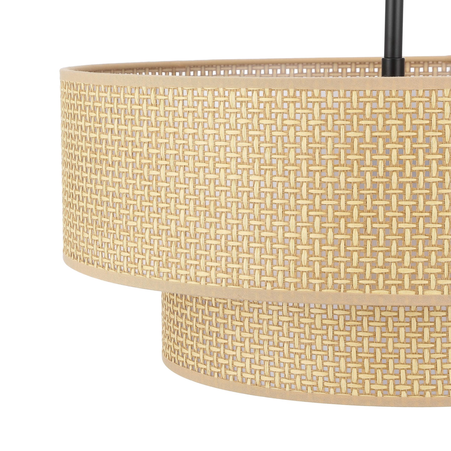 Rattan Chandelier Modern Natural Woven 18" 4-Light Black