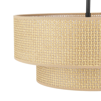 Rattan Chandelier Modern Natural Woven 18" 4-Light Black