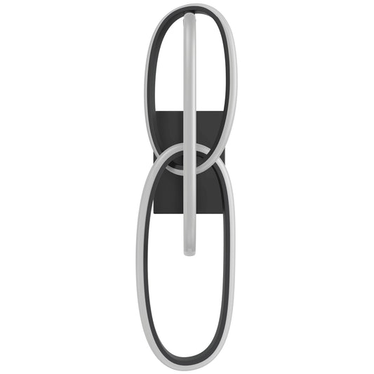 Circa Modern Black Looping 2 Ring LED Wall Sconce
