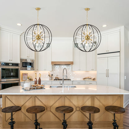 Brio 27" 10-light Modern Black and Gold Orb Chandelier
