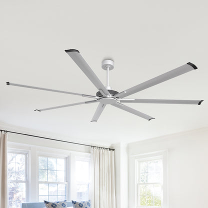 Ceiling Fan Modern 100" Industrial 7-Blade Silver Metal